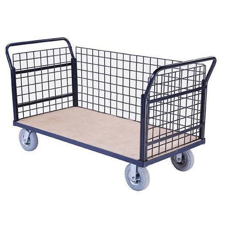 GLOBAL INDUSTRIAL Euro Style Truck - 3 Wire Sides & Wood Deck, 60 x 30, 1200 Lb. Capacity 952689